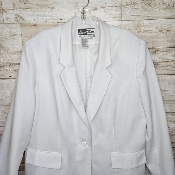 Ben Marc White Blazer Jacket Long Size 18 Vintage Retro Party Formal Wedding - Picture 4 of 11